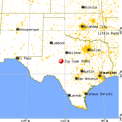Grape Creek, TX (76901) map from a distance
