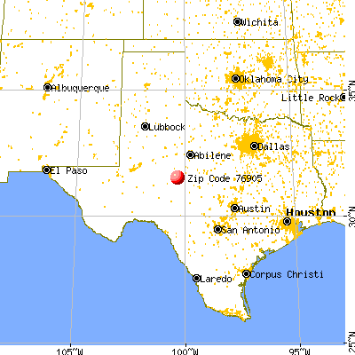 San Angelo, TX (76905) map from a distance