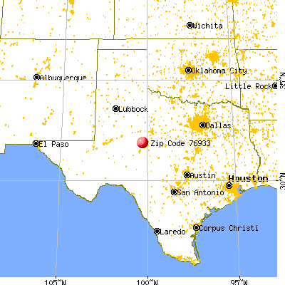 Bronte, TX (76933) map from a distance