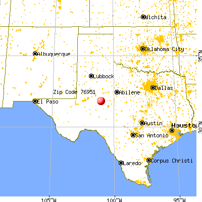 Sterling City, TX (76951) map from a distance