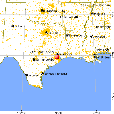 Houston, TX (77029) map from a distance