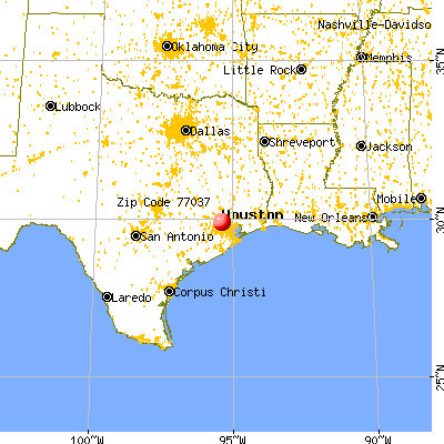 Houston, TX (77037) map from a distance