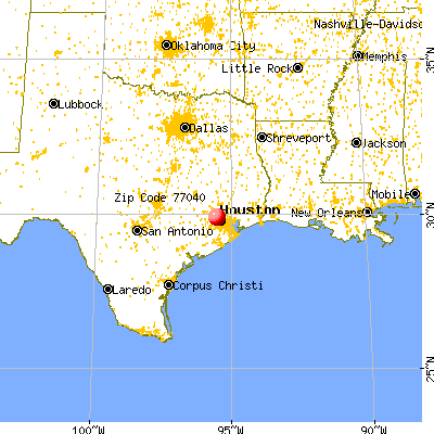 Houston, TX (77040) map from a distance