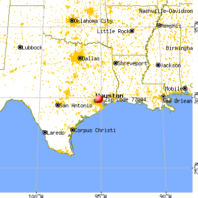 Houston, TX (77044) map from a distance