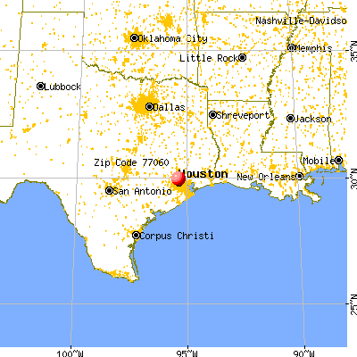 Houston, TX (77060) map from a distance