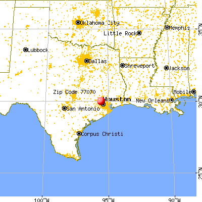 Houston, TX (77070) map from a distance