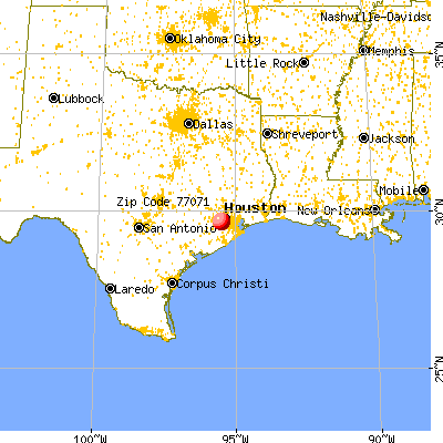 Houston, TX (77071) map from a distance