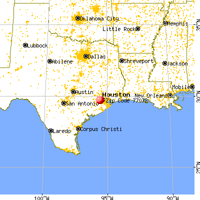 Houston, TX (77072) map from a distance
