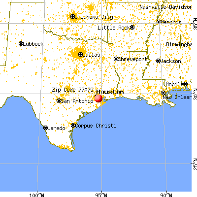 Houston, TX (77075) map from a distance