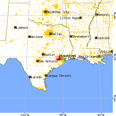 Houston, TX (77084) map from a distance