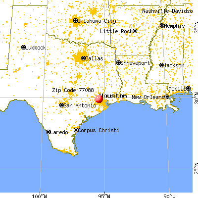 Houston, TX (77088) map from a distance