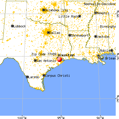 Houston, TX (77089) map from a distance