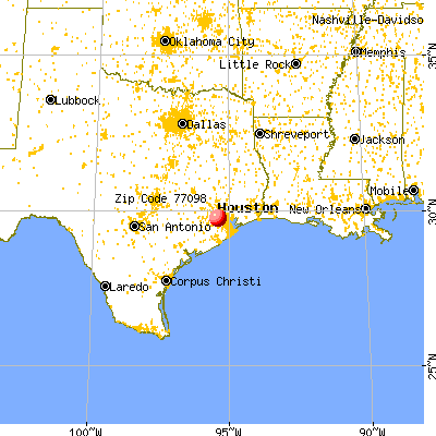 Houston, TX (77098) map from a distance