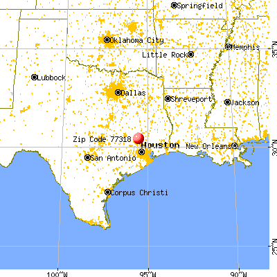 Willis, TX (77318) map from a distance