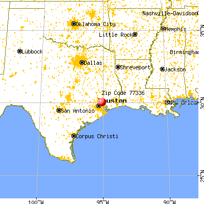 Houston, TX (77336) map from a distance