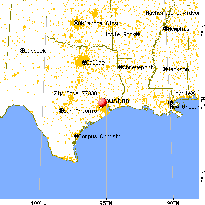 Houston, TX (77338) map from a distance