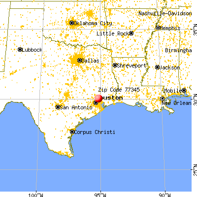 Houston, TX (77345) map from a distance