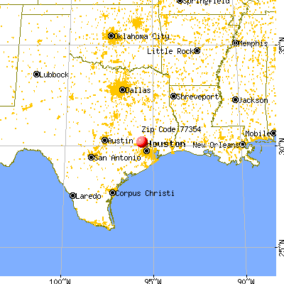 Pinehurst, TX (77354) map from a distance