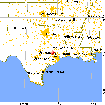 Todd Mission, TX (77363) map from a distance