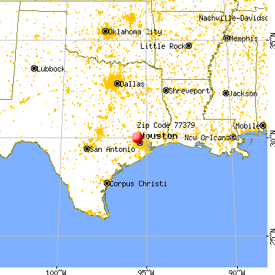 Houston, TX (77379) map from a distance