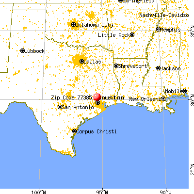 The Woodlands, TX (77385) map from a distance