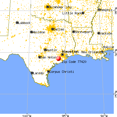 Boling, TX (77420) map from a distance