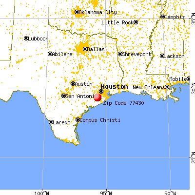 Damon, TX (77430) map from a distance