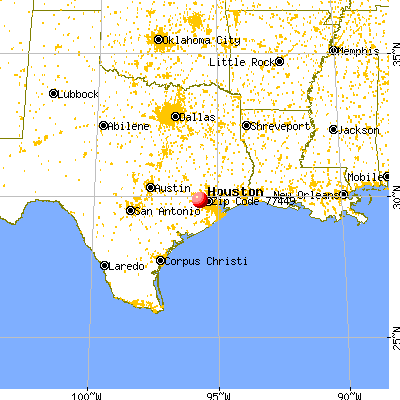 Houston, TX (77449) map from a distance