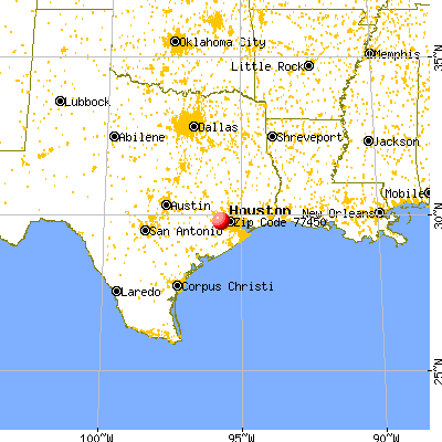 Houston, TX (77450) map from a distance
