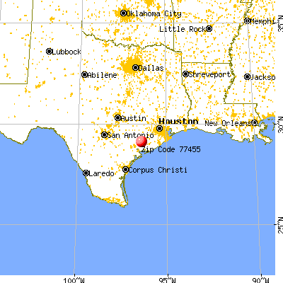 Louise, TX (77455) map from a distance