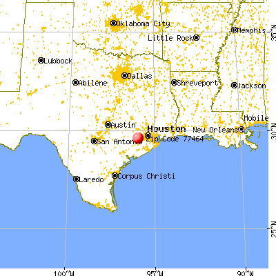 Orchard, TX (77464) map from a distance