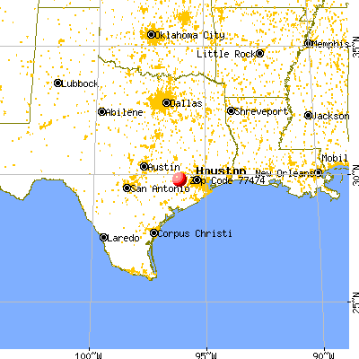 Sealy, TX (77474) map from a distance