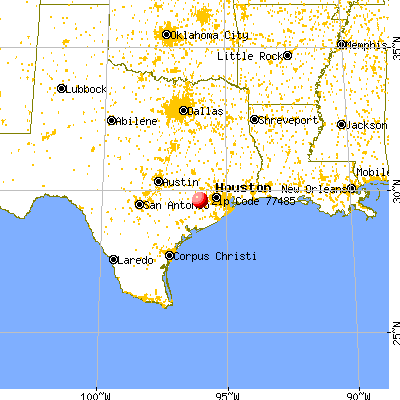 Wallis, TX (77485) map from a distance