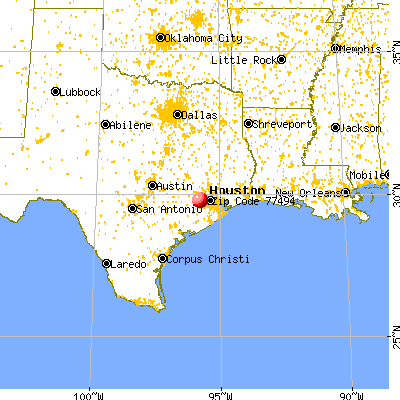 Katy, TX (77494) map from a distance