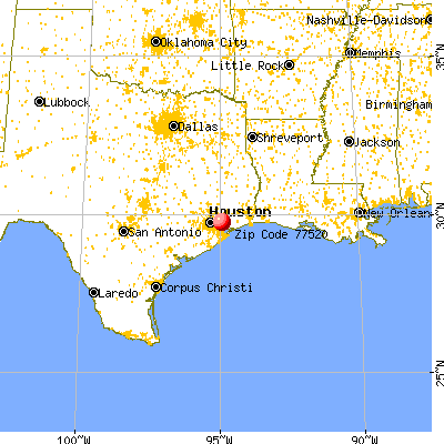 Baytown, TX (77520) map from a distance