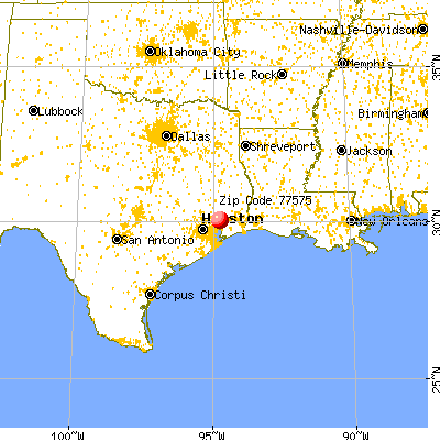 Liberty, TX (77575) map from a distance