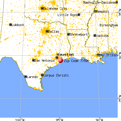 Texas City, TX (77590) map from a distance