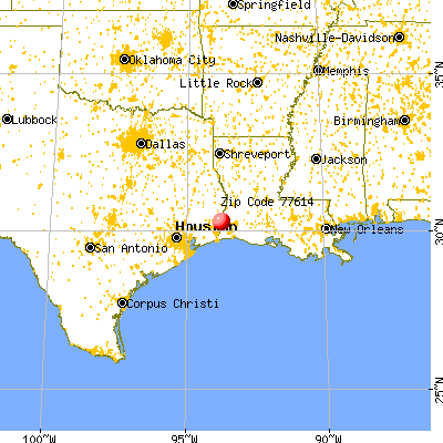 Deweyville, TX (77614) map from a distance