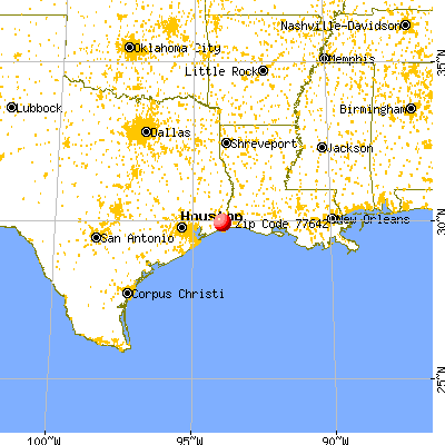 Port Arthur, TX (77642) map from a distance