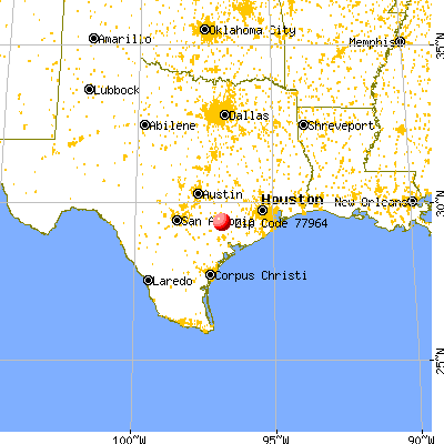 Hallettsville, TX (77964) map from a distance