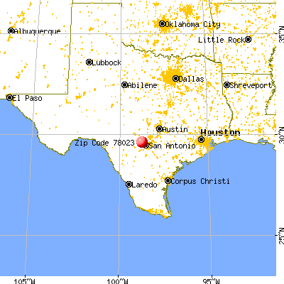 San Antonio, TX (78023) map from a distance