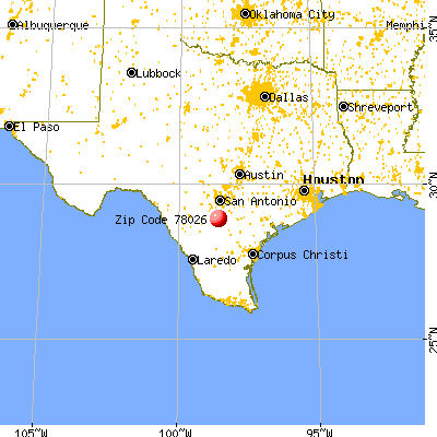 Jourdanton, TX (78026) map from a distance