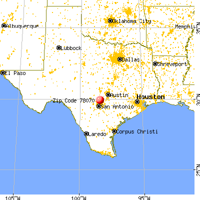 Canyon Lake, TX (78070) map from a distance