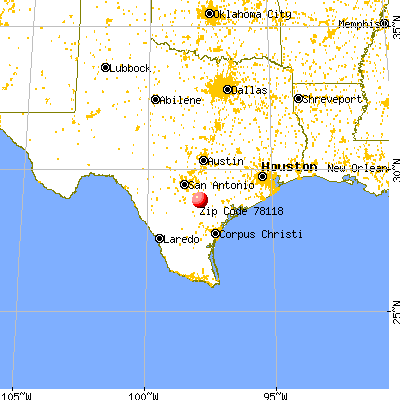 Karnes City, TX (78118) map from a distance