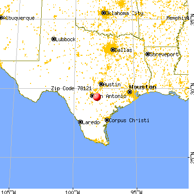 La Vernia, TX (78121) map from a distance