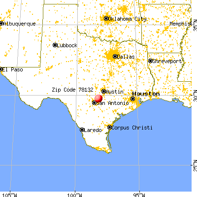Canyon Lake, TX (78132) map from a distance