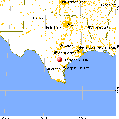 Pawnee, TX (78145) map from a distance