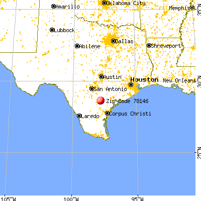 Pettus, TX (78146) map from a distance