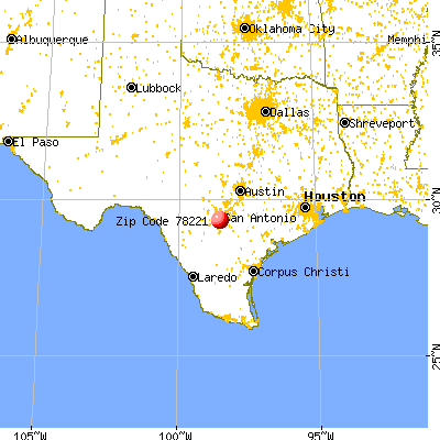 San Antonio, TX (78221) map from a distance