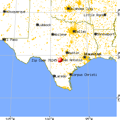 San Antonio, TX (78245) map from a distance